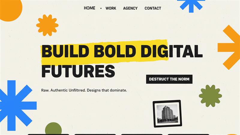 Bold neo-brutalism website layout created by professional web design services