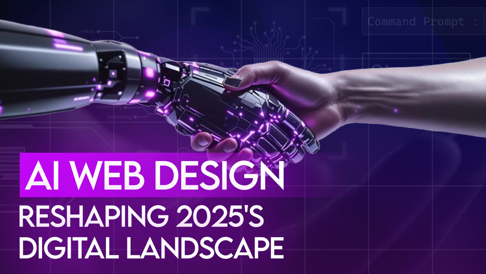Futuristic AI and human collaboration handshake representing AI web design reshaping the digital landscape in 2025
